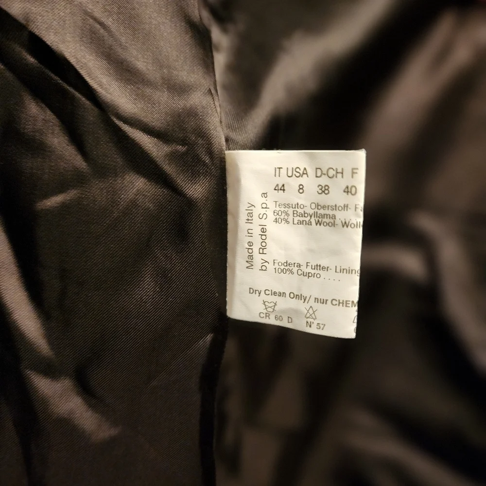 Cinzia Rocca Women's Dark Chocolate Brown Baby Llama Wool Coat US Size 8 Italy